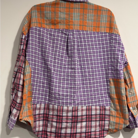 Better Be Women’s Patchwork Plaid Button-Down Shirt Multicolor Oversized Flannel - Picture 13 of 16